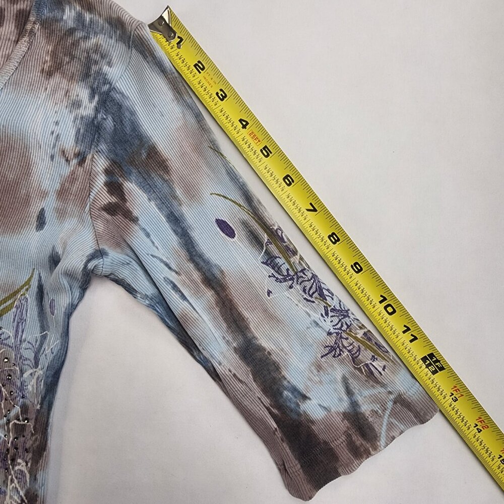 VTG Y2K Sledge USA Large L Thermal Graphic Shirt Cyber Fleur 3D Affliction Style - Picture 9 of 10
